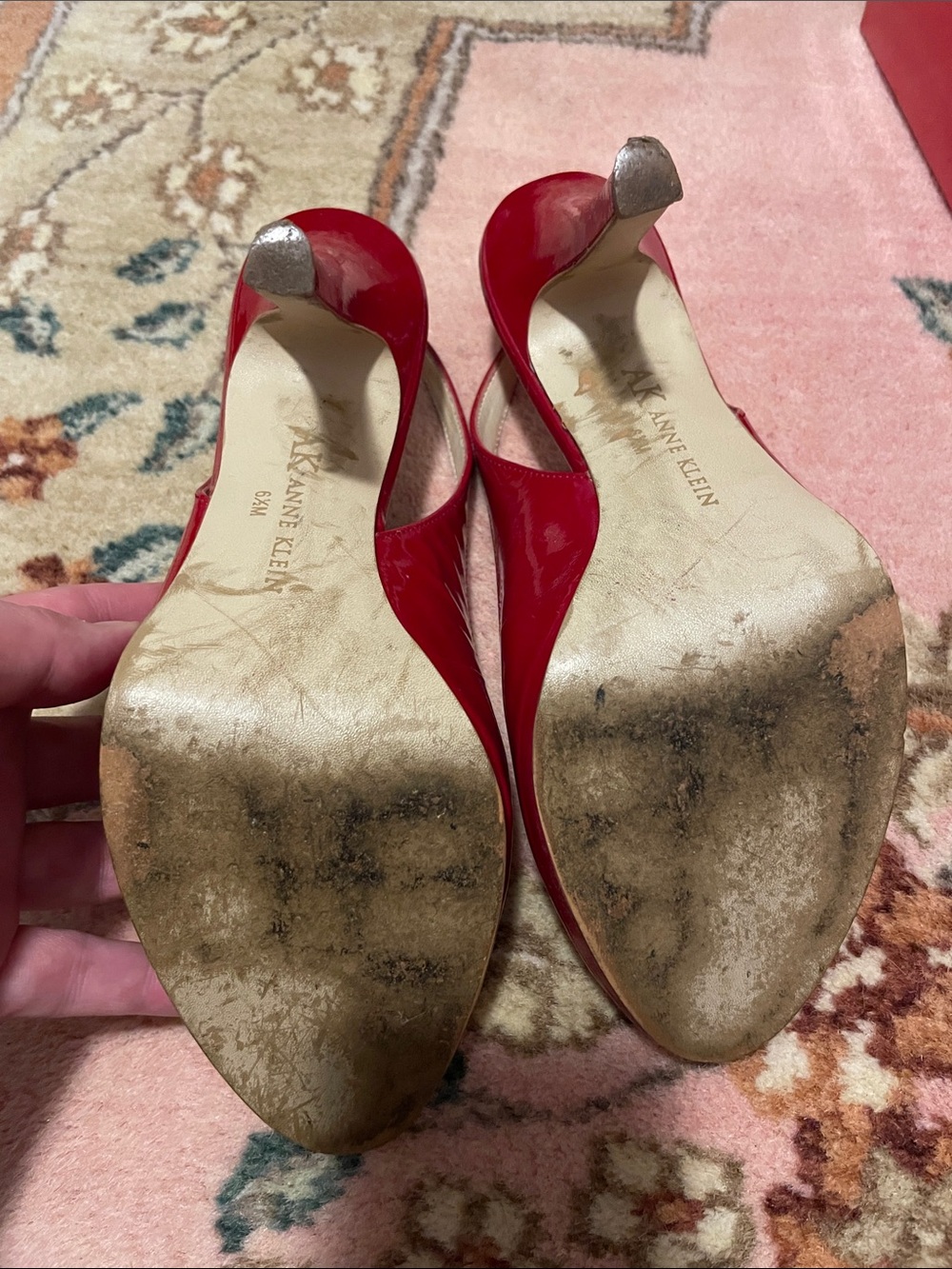 Anne Klein red sling back heels - Picture 7 of 9